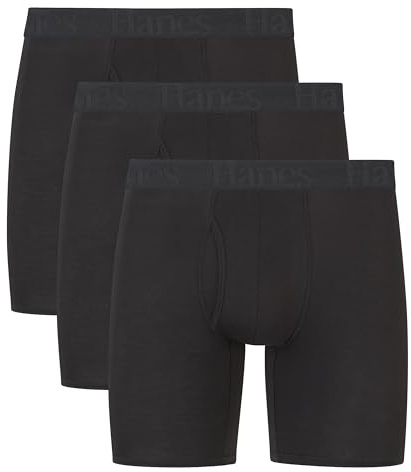 Hanes Ultimate boxershorts och kalsonger herr, supermjuk bambu från viskos, underkläder, 3-pack, L