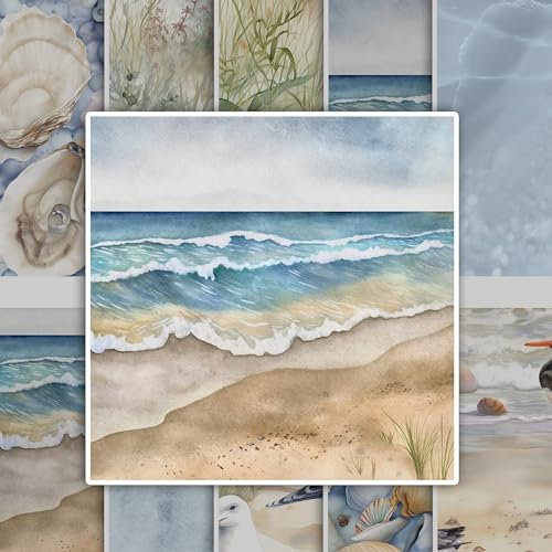GRAZDesign Fliesenaufkleber Strand Bad & Küche, Klebefliesen selbstklebend in Maritimen Farben 15x15cm - 18 Stück