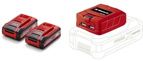 Original Einhell 4 Ah Power X-Change Plus Akku (18 V, Li-Ion, universell verwendbar für alle PXC-Geräte, Ladestandskontrolle, Twin-Pack, inkl. 2X 4 Ah Akkus, ohne Ladegerät, inkl. USB-Akku-Adapter)
