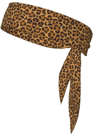 Gelber Leoparden-Sportgurt, doppelseitiges Stirnband, Haarband, Sport-Stirnband, Schweißband, Handgelenkschlaufe