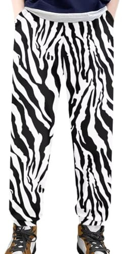 ORGYPET Zebra Stripes Boys Lightweight Joggers Size 12-13 Stylish Hiking Pants for Cycling High Waisted Sweatpants with Pockets Plus Size Long Pants for Cycling Fall Clothes Gift for Grandson