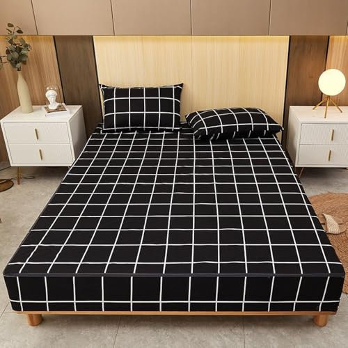VENIES wasserdichte Matratzenauflage 200 x 220 cm mit Reißverschluss Atmungsaktiv Matratzenauflage Bettlaken Inkontinenzunterlage Waschbar Schwarz Bis 20 cm Matratzenhöhe