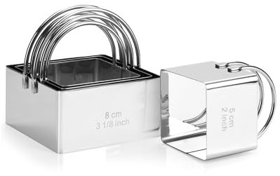BS-VOG Moldes Galletas Cuadrados 4 Piezas/Set, Moldes Repostería de Acero Inoxidable con Mangos, Herramientas para Scones y Repostería con Medidas Precisas, Accesorios Profesionales para Masa
