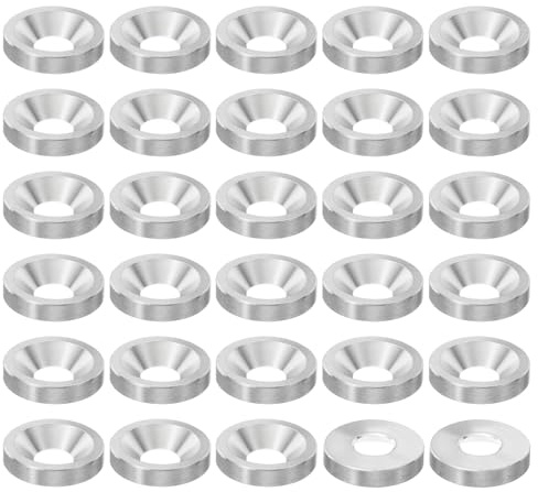 PATIKIL Rondella Svasata di Finitura M8, 30pz 22mm Dia. 4.5mm Alta Solida Rondella per Tazza Cnc in Acciaio Inossidabile 304, Guarnizione a Testa Piatta per Costruzioni, Conica