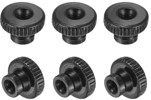 uxcell Knurled Thumb Nuts, 6Pcs M3 x 11 x 6mm Carbon Steel Knurled Nut, Adjusting Round Knobs Fasteners Nuts for 3D Printer Parts, Black