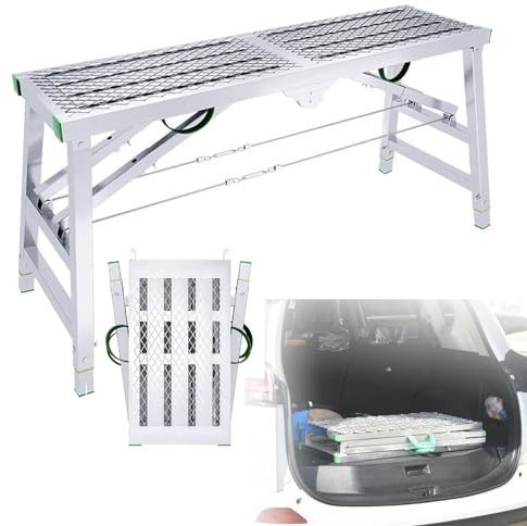 Piattaforma di lavoro regolabile in acciaio zincato resistente per pulizia del soffitto, pittura e lavaggio auto, ponteggio pieghevole per uso multiuso, altezza 180 cm