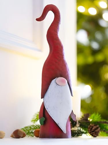 Dekoleidenschaft Dekofigur Wichtel aus Metall, rot, 31 cm hoch, Weihnachtswichtel, Weihnachtsmann, Weihnachtsdeko