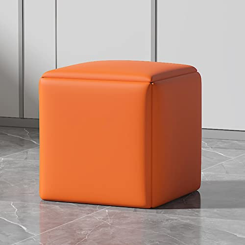 5-in-1 stapelbares Kunstleder-Ottoman-Stuhl-Set mit Drehrollen, multifunktionale, quadratische Bank für Wohnzimmer und Esszimmer, Fußhocker, Aufbewahrungs-Organizer