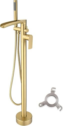 CSYQPDMBDL Grifo Bañera Exenta, Grifería Exenta de Bañera, Ducha Vertical de Suelo con Doble Control Mixta de Agua fría y Caliente for hoteles y B&B(A)