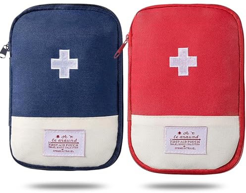 Medikamententasche Unterwegs Klein,2 Stück,Medikamententasche Reise,Notfalltasche,Erste Hilfe Tasche Leer,Reiseapotheke Wasserdicht für Zuhause,Auto,Büro,Camping,Jagd und Reisen,18 x 13 x 2 cm