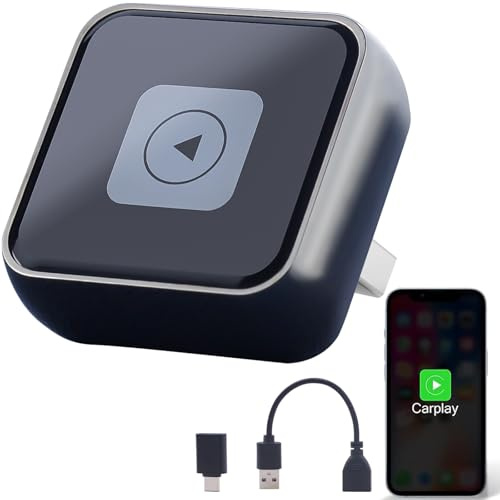 Aieloar Adaptador CarPlay Inalámbrico 2024 - Conexión Instantánea para iPhone (iOS 10+), Conector USB de 90° Anti-Enredos, Plug&Play para Coches con CarPlay Original 2017-2025