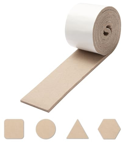 Patins en feutre pour meubles – Ruban adhésif en feutre robuste beige 5 cm x 1 m (1 bande) – Protection de sol pour chaise, table, pieds de canapé – À découper à n'importe quelle taille – Pour bois