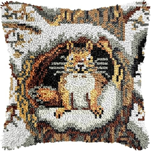 YarnAdventures Cojines De Ganchillo Para adultos,Ardilla animal,Kit de gancho de pestillo para manualidades,de fabricación de cojines,decoración del hogar,43x43cm