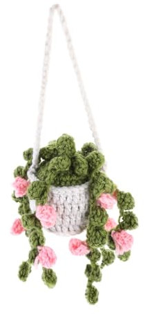 CIYODO Handmade Crochet Spider Plant Potted Plant Car Hanging Ornament Crochet Crafts for Home and Car Rearview Mirror Decoration