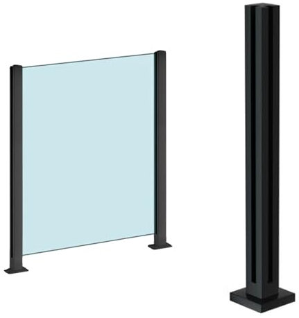 Poteau de balustrade en verre pour balustrade, balcon, terrasse et escaliers – Version sans main courante – Hauteur personnalisable