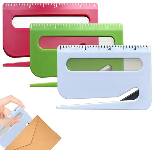 Letter Opener & Envelope Opener, 3-in-1 Mail Opener with Ruler and Magnifier – Compact Desk Stationery Tool for Home, School and Office