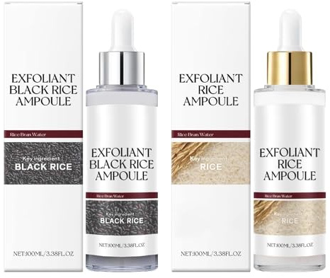 2 Stück Peel Shot Black Rice Ampoule White Rice Peeling Serum, Schwarzer und Weißer Reis als Peeling, Peeling-Lösung aus schwarzem & weißem Reis, für alle Haut
