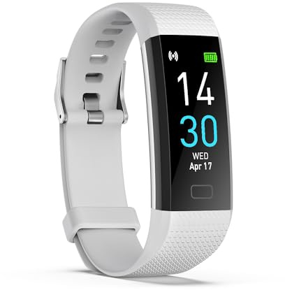 Intelligentes Armband mit Schrittzähler, Herzfrequenzmesser und Blutdruckmessgerät, wasserdicht und geeignet für Lauf- und Fitnessaktivitäten. (Hellgrau)