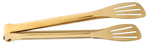 CLISPEED Pinzas Pulgadas de Acero Inoxidable Doradas 304 Cocina de 9 Diseño de Triple Línea y Herramienta Multifuncional Elegante y Resistente para Carne, Ensalada Parrilla