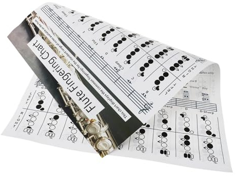 UTHCLO Akkordtabelle als Lernhilfe und Übungstool aus Beschichtetem Papier Flöten zum Effektiven Flöte Lernen im Praktischen Format für Querflöten Anfänger