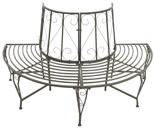 Solivagant Panchina Semicircolare per Albero 160 cm in Acciaio,Grigio,11.6kg