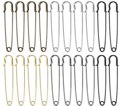 Große Sicherheitsnadeln 10 cm, 20 Stück Kilt Nadeln Set, Safety Pins Sicherheitsnadel aus Metall für Kleidung Segeltuch Decken Basteln DIY Schmuck, 5 Farben