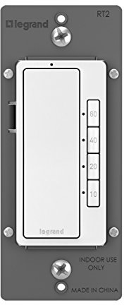 Legrand Radiant Digital Countdown Timer Rocker Light Switch, For Home Lighting Control, with Locator & Time Indicator, 60/40/20/10 Minute Settings, RT2WCCV4, White, 1 Count