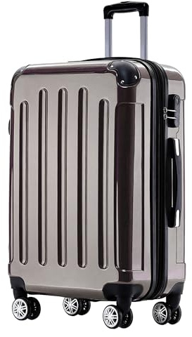 BEIBYE Hartschalen Koffer Trolley Rollkoffer Reisekoffer 4 Zwillingsrollen Polycabonat (Coffee, 66cm - 70L)