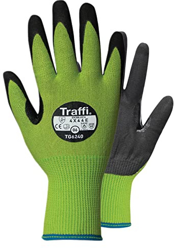 Traffi TG6240 - Microdex Nitrile LXT Safety Glove - Cut Level E Work Glove - 10 Pairs of Size 8