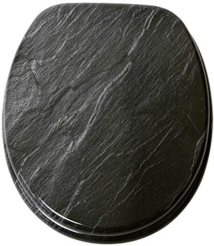 Sanilo Toilet Seat, Wide Choice of Black Toilet Seats, Stable Hinges, Easy to Mount (Granite)