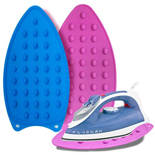 Darkbush Poggia-ferro in silicone – Piastra di appoggio per ferro da stiro, viola e blu, confezione da 2, perfetto per asse da stiro e tappetino