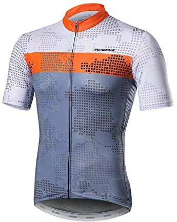 BERGRISAR Kurzarm Fahrradtrikot Herren Radtrikot mit Reißverschluss Taschen Trikots für MTB Mountainbike, Orange, X-Large