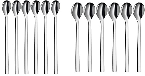 WMF Nuova Longdrink & Latte Macchiato Löffel Set 6-teilig - Lange 22 cm & 19 cm für Joghurt & Cocktails