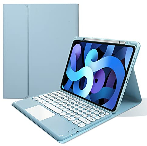 kaitesi Funda de teclado para iPad de 9ª, 8ª y 7ª generación, teclado desmontable con panel táctil para iPad Air de 10.5 pulgadas (3ª generación)/iPad Pro de 10.5 pulgadas, funda inteligente de piel
