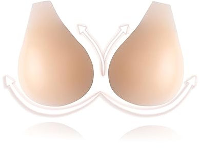 mhinese Sticky Bra for Women - Strapless Adhesive Push Up Bra, Silicone Self Stick Invisible Backless Bra for Backless Dresses, Wedding, Swimwear.