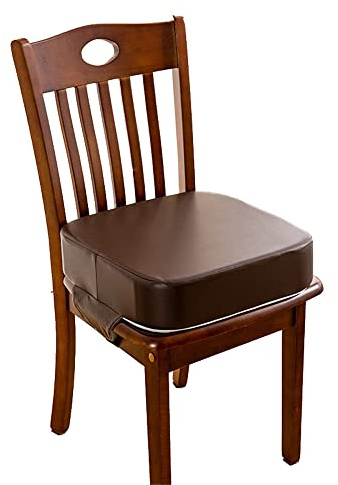 Kinder Sitzkissen Sitzerhöhung Stuhl Kind, FANSU Baby Sitzkissen Quadratische PU Leder Verstellbar Zerlegbar Kleinkinder Esszimmerstuhl ErhöHen Pad Esszimmer Boostersitze (40x40x10cm,Braun)