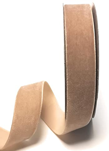 s.dekoda Dekoband Samt 10m x 25mm Sand - Hellbraun Samtband Samtborte Schleifenband [D1244-105]