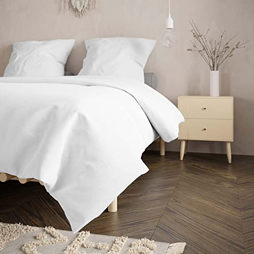 Bobby's Bedware Bettwäsche Baumwolle Made in Green | Bettdecken + Kopfkissenbezug aus 100% Renforcé Baumwolle einfarbig in Altrosa, Grau & Grün (Weiß, 135 x 200 cm | 80 x 80 cm)