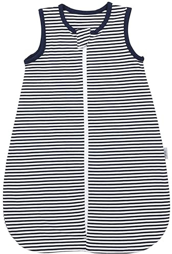 TupTam Baby Sommerdecke 0.5 TOG Baumwolle Unisex OEKO-TEX Zertifiziert, Farbe: Streifenmuster Dunkelblau, Kinder Größe: 50-56