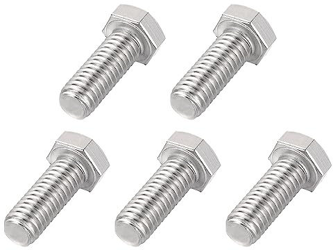 QUARKZMAN 3/8-16x1 Hexagonales Pernos x 5uds Plateado Tono 304 Inoxidable | Hexagonal Tornillo Perno Sujetador, Acero, para Fijación y Reparación Objetos