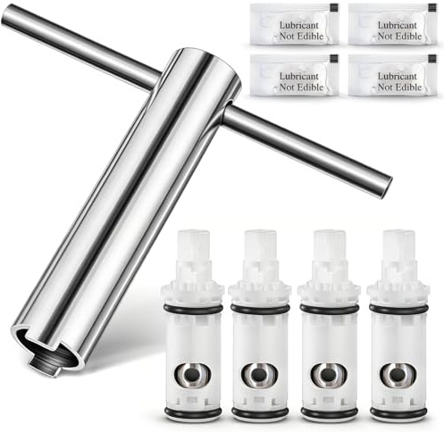 Enhon 5 Pcs Faucet Cartridge Replacement Kit Compatible with Moen 1224 1224B Cartridge Retainer Removal Tool/Moen 14272 for Double Handle Tub Shower, Faucet Cartridge Bathtub Valve Repair