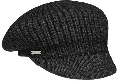 Seeberger Cashmere Ballonmütze Schirmmütze Schildmütze Strickcap Damen - mit Schirm Winter Herbst-Winter - One Size anthrazit