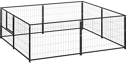 BaraSh Hundezwinger Schwarz 4 m² Stahl Katzengehege Freilaufgehege Kaninchen Hunde Gitter