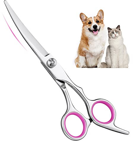 Adiwo Professionelle Fellschere für Tiere, 6 Spitzen aus Edelstahl, gebogen, leicht und sicher für Hunde und Haustiere