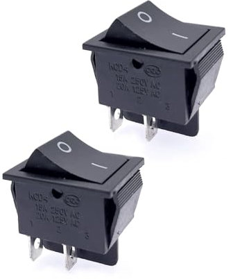 JZK 2x ON OFF Interrupteur à bascule marche/arrêt 15A 250V 20A 125V AC 2 positions 4 bornes DPST 4 broches interrupteur bouton d'alimentation rectangulaire KCD