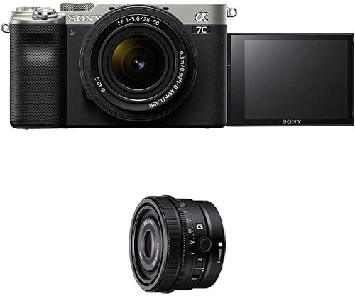 Sony Alpha 7C Spiegellose E-Mount Vollformat-Digitalkamera ILCE-7C (24,2 MP, 7,5cm (3 Zoll) Touch-Display, Echtzeit-AF) inkl. 28-60mm & 40mm f2.5 Objektiv - Silber/Schwarz