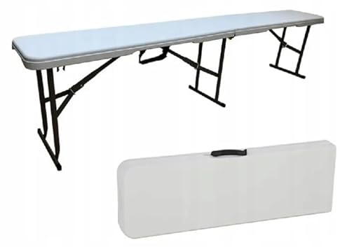 BDW Bierbank - Catering & Garten Klappbank - Klappbar Kunststoff - mit Tragegriff Kofferfunktion - Leicht Klappbank - Langlebiger Metallrahmen - 180x27x43cm - für 2x4 Personen - 2 Stück - Weiß