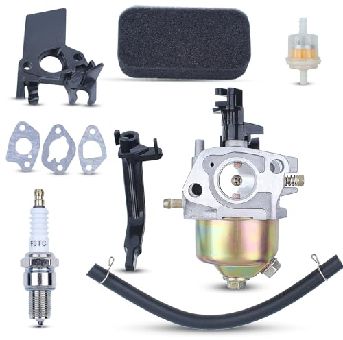 AUMEL Carburateur avec Joint pour Honda GCV160 GX120 GX168 GX200 avec Tuyau d'huile Joint Filtre à air Filtre a Carburant Bouclier thermique Bougie d'allumage Tondeuse à gazon 5.5hp