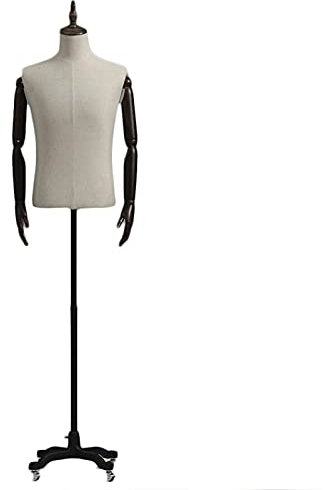 Schaufensterpuppe Männlicher Schaufensterpuppen-Torso, Schaufensterpuppen-Körperkleidformen für die Präsentation von Schmuck und Kleidung im Geschäft, Metall 4 Rollen höhenverstellbar, modische
