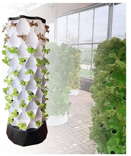WENNEWU Indoor-Hydroponic System, Innengarten-Abs-Material, Indoor-Garten-Hydrokultur-KräUter-Anbauset, FüR Kurze Tomaten, Paprika, Gurken,Weiß,80Pots